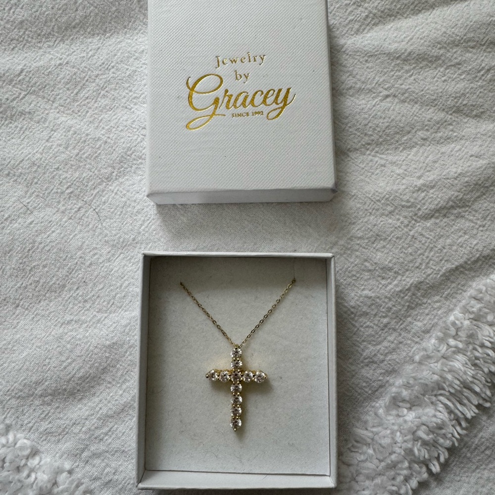 Jewelry by Gracey gold diamond cross necklace